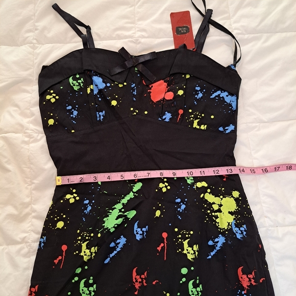 Dead Threads Goth Dress Scene Black Rainbow Paint Splatter Colorful Size Medium - Picture 9 of 13